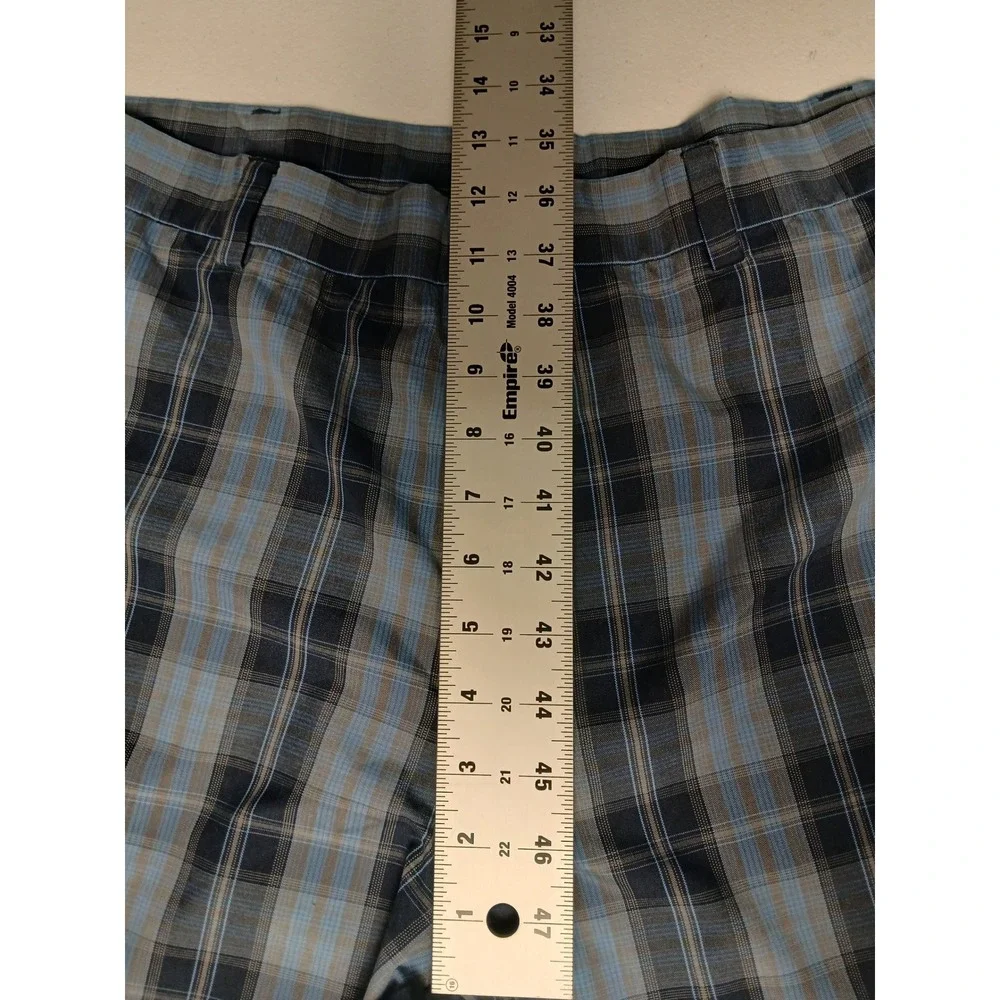 Grand Slam Mens Plaid Golf Shorts Blue Grey Black Size 40 Performance Activewear